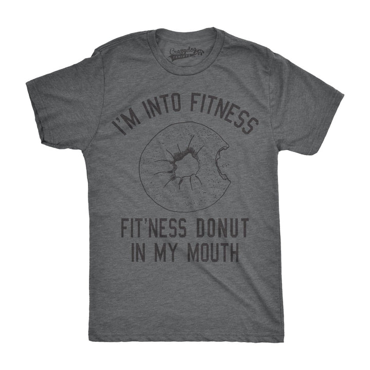 Mens Fitness Donut In My Mouth T shirt Funny Foodie Gift Sarcastic Tee For Guys Image 1