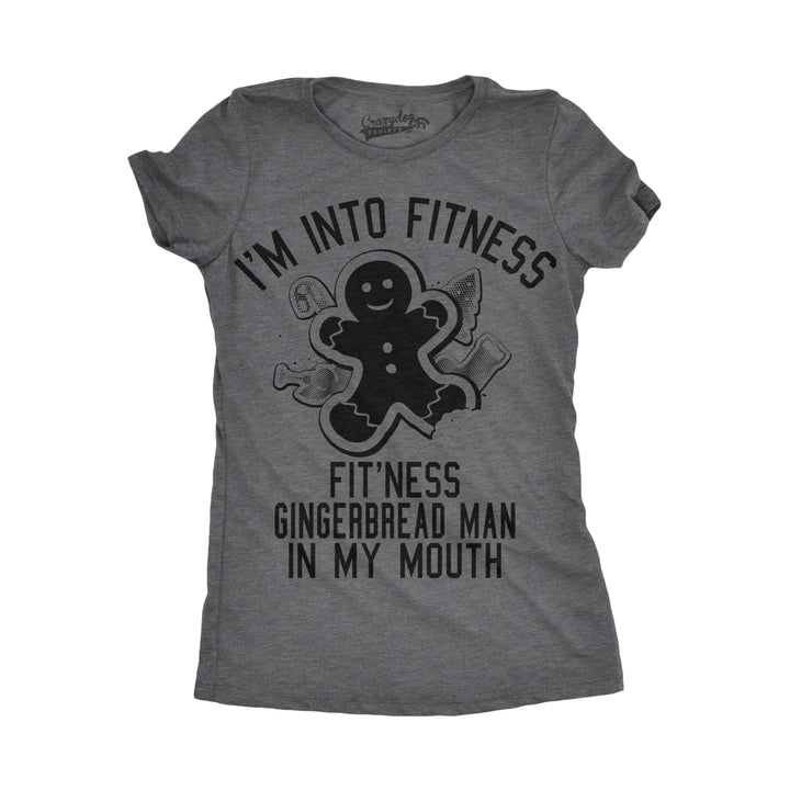 Womens Fitness Gingerbread In My Mouth T shirt Funny Christmas Xmas Image 4