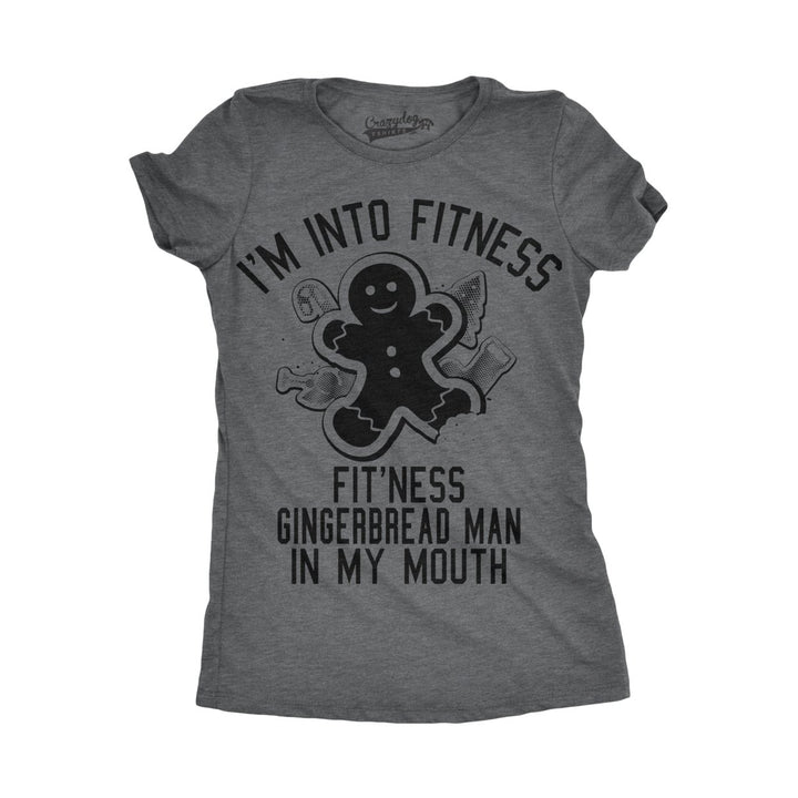 Womens Fitness Gingerbread In My Mouth T shirt Funny Christmas Xmas Image 1