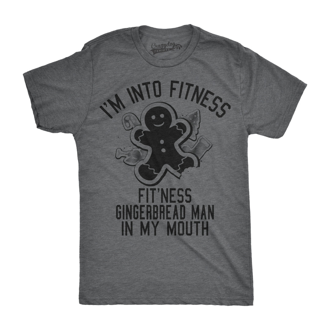 Mens Fitness Gingerbread In My Mouth T shirt Funny Christmas Gift Tee For Guys Image 1