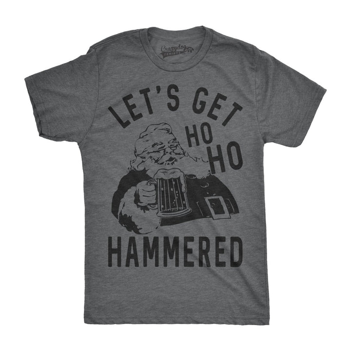 Mens Ho Ho Hammered Tshirt Funny Christmas Drinking Tee For Guys Image 1