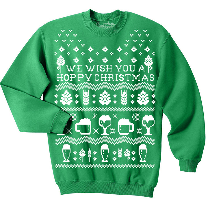 Unisex Hoppy Christmas Sweatshirt Beer Ugly Sweater Sarcastic Cool Party Gift Image 4