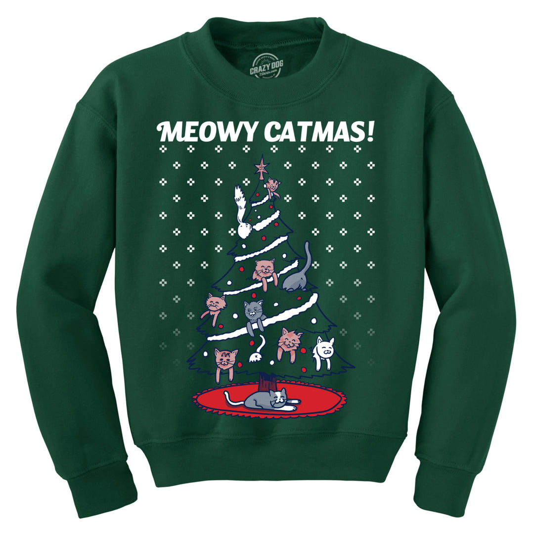 Meowy Catmas Funny Christmas Cat Shirt Novelty Holiday Sweatshirt Graphic Cool Image 4