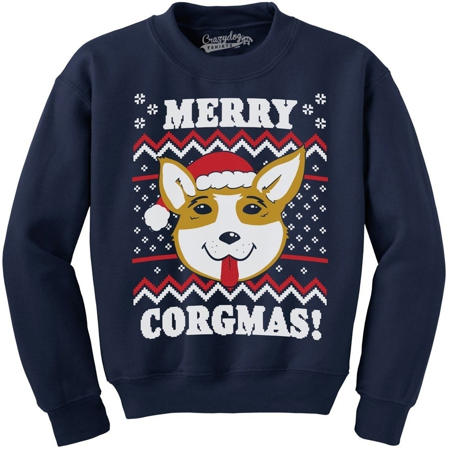 Merry Corgmas Ugly Christmas Sweater Dog Dad Lover Hilarious Funny Sweatshirt Image 1