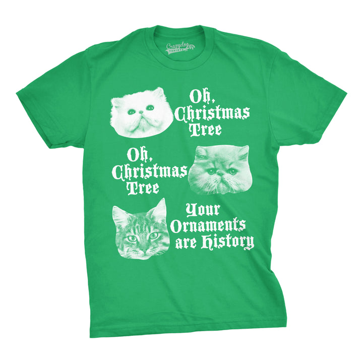 Mens Oh Christmas Tree Your Ornaments Are History Tshirt Funny Cat Holiday Tee For Guys Image 4