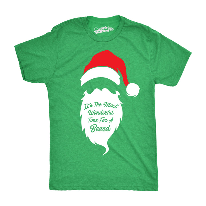 Mens Most Wonderful Time For A Beard Tshirt Funny Christmas Tee For Guys Holiday Party Image 4