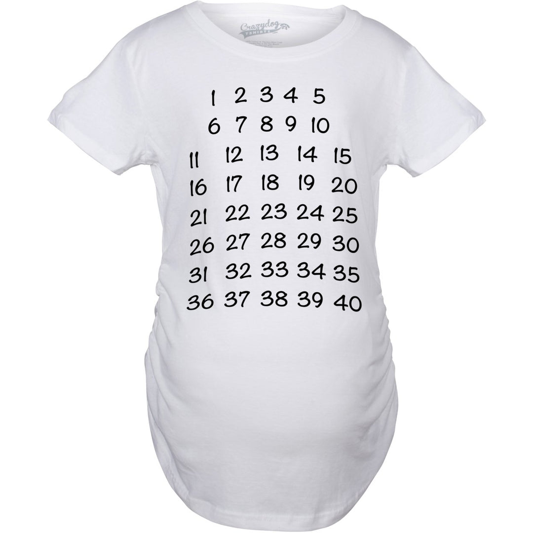 Maternity Calendar Countdown Pregnancy Tee Mark Off Baby Announcement Tshirt Image 1