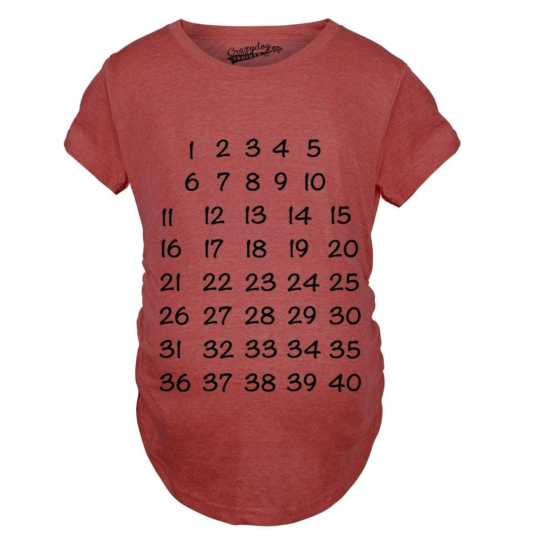 Maternity Calendar Countdown Pregnancy Tee Mark Off Baby Announcement Tshirt Image 9