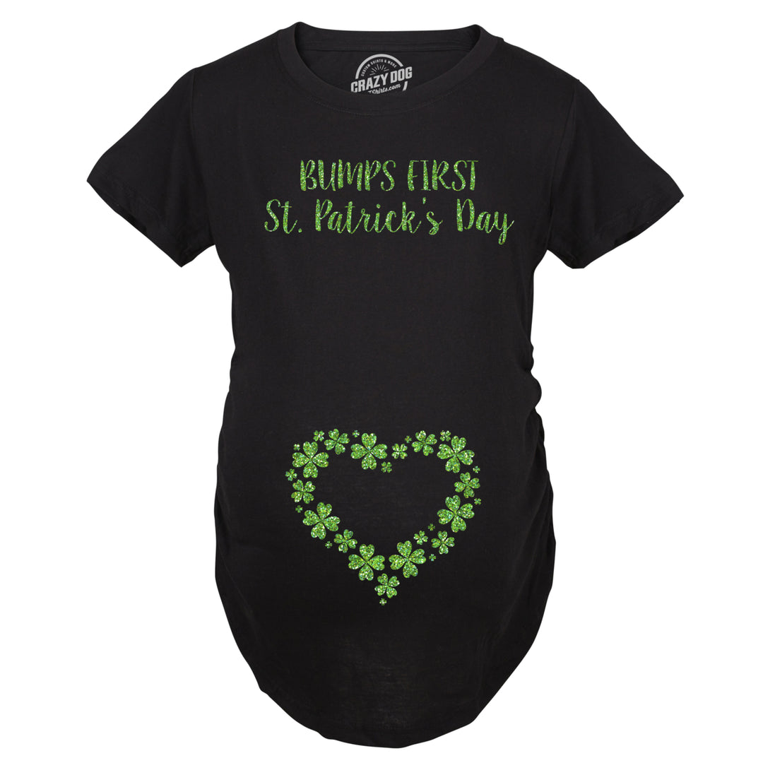 Maternity Bumps First Saint St Patricks Day T Shirt Cute Reveal Pregnancy Tee Image 1