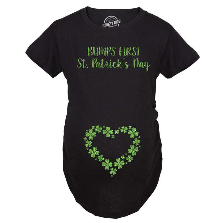 Maternity Bumps First Saint St Patricks Day T Shirt Cute Reveal Pregnancy Tee Image 6