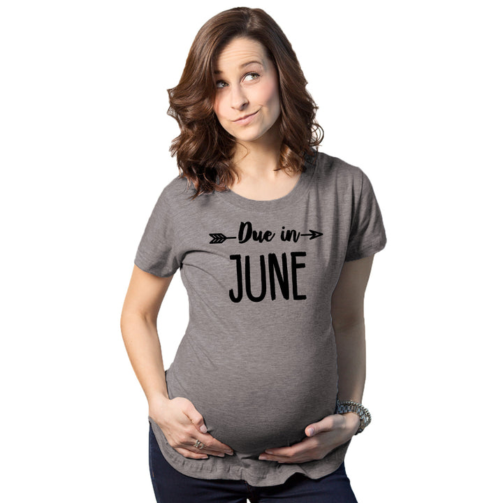 Maternity Due In June T shirt Baby Shower Announcement Pregnancy Reveal Tee Image 6