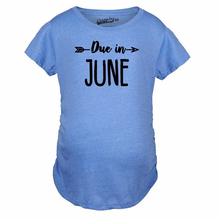 Maternity Due In June T shirt Baby Shower Announcement Pregnancy Reveal Tee Image 7