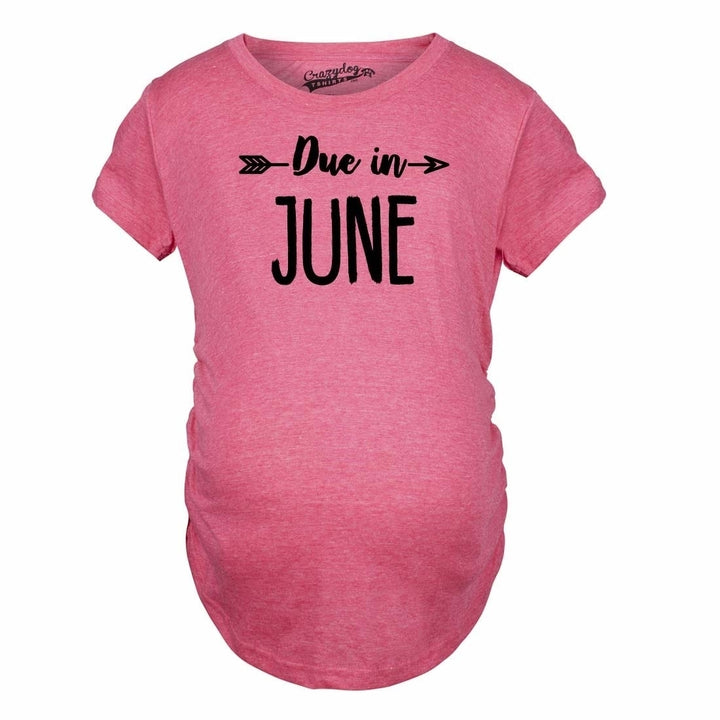 Maternity Due In June T shirt Baby Shower Announcement Pregnancy Reveal Tee Image 8