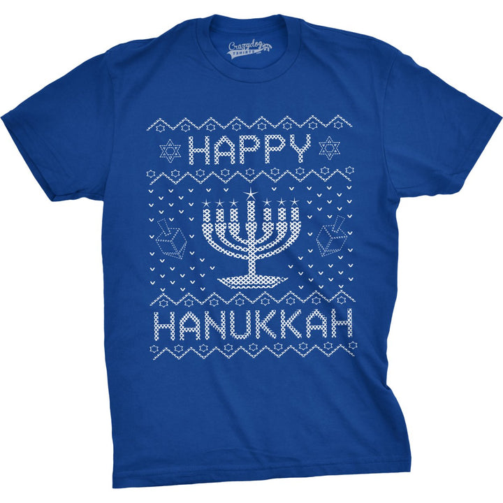 Mens Happy Hanukkah Tshirt Funny Jewish Christmas Menorah Tee For Guys Image 1