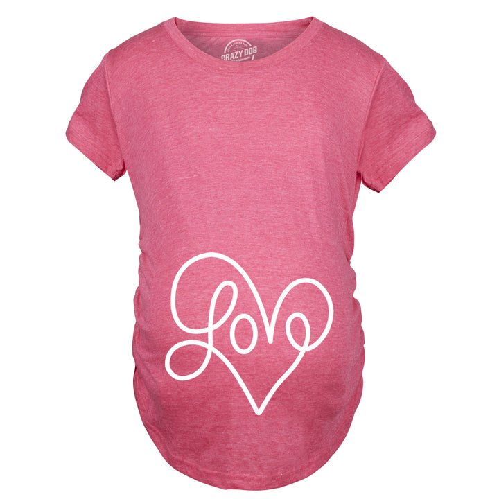 Maternity Love Script Heart Tshirt Cute Adorable Bump Pregnancy Tee Image 2