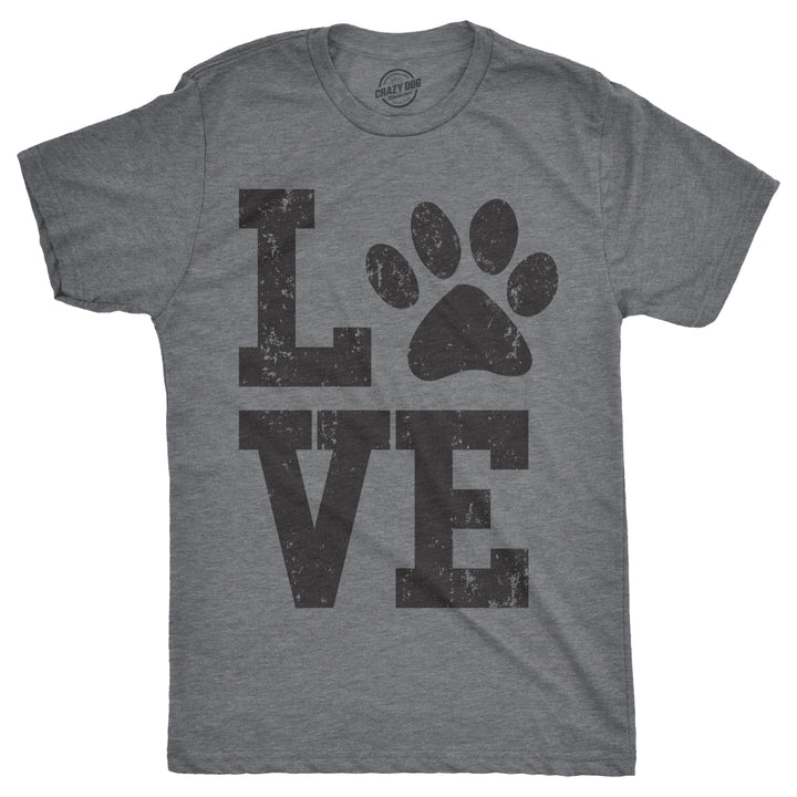 Mens Love Paw Tshirt Cute Adorable Dog Lover Pet Tee For Guys Image 1