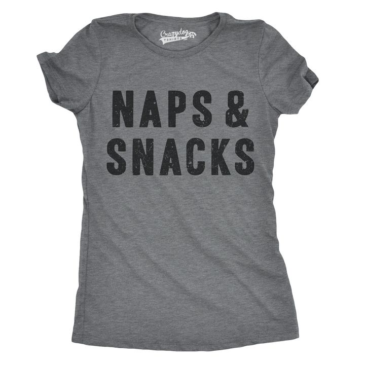 Womens Naps And Snacks T shirt Funny Sarcastic Food Hilarious Tee Image 4