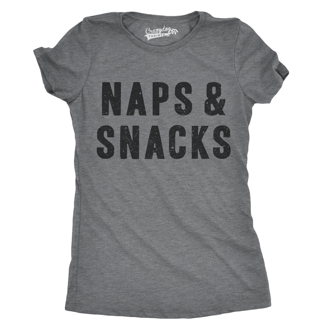 Womens Naps And Snacks T shirt Funny Sarcastic Food Hilarious Tee Image 1