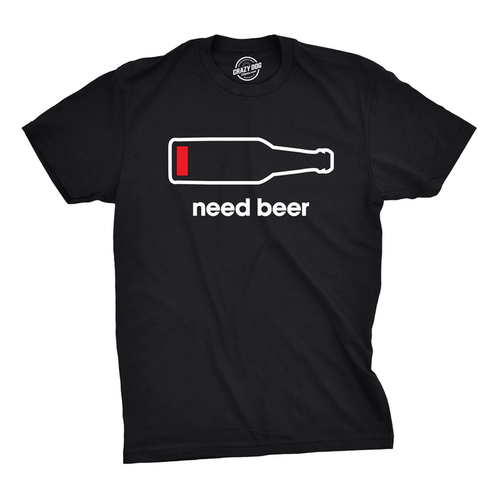 Mens Need Beer T shirt Funny Low Battery Dad Gift Graphic Sarcastic Humor Tee Image 4