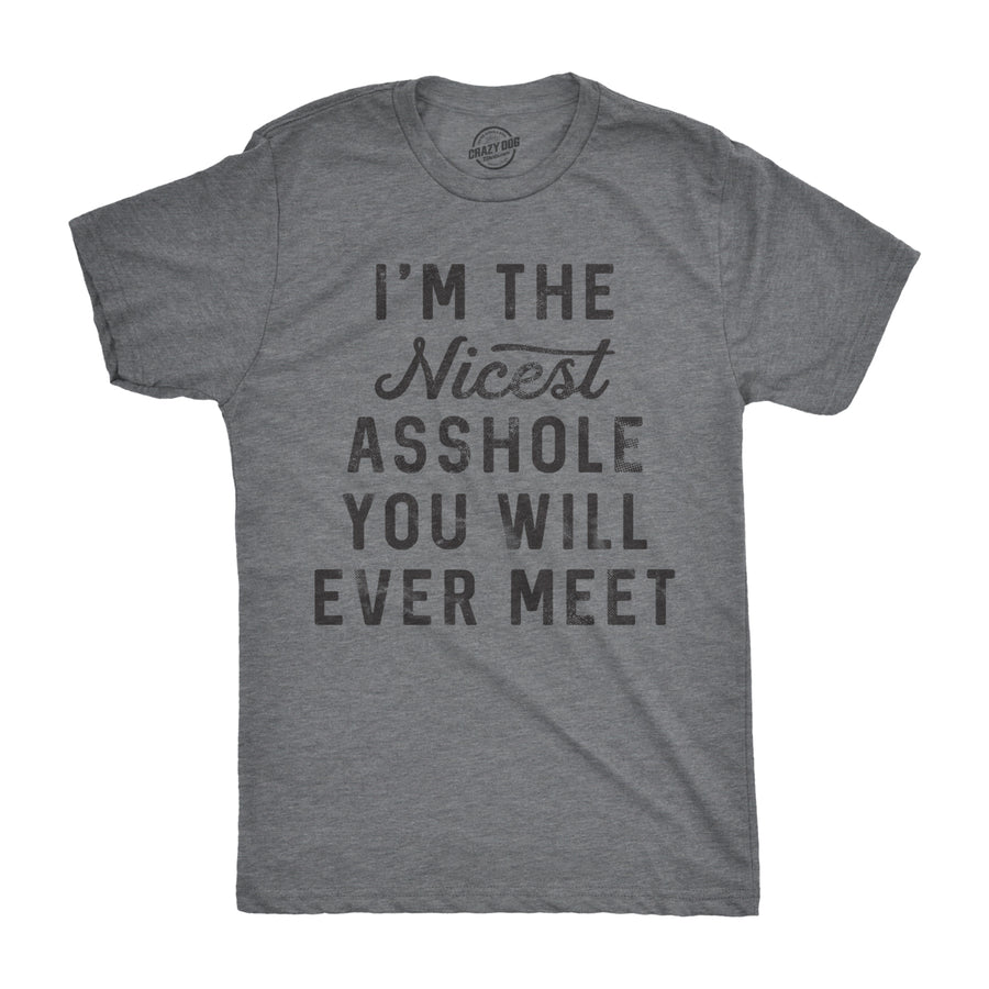 Mens Im The Nicest A-Hole You Will Ever Meet Tshirt Funny Insult Tee For Guys Image 1