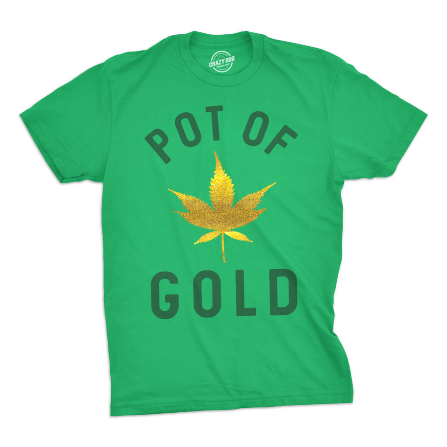 Mens Pot Of Gold T Shirt Marijuana Lucky 420 Funny Saint Patricks Day T Shirt Image 1