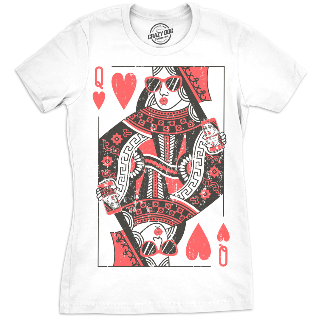 Womens Queen Of Hearts T shirt Funny Vintage Graphic Cool Cute Tee for Ladies Image 1