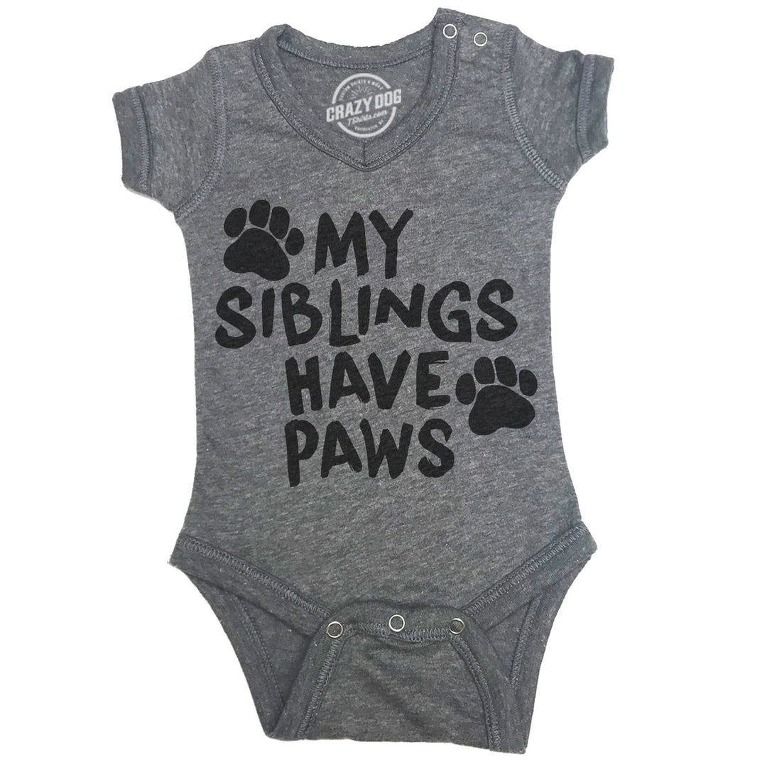 Creeper My Siblings Have Paws Funny Cool Cute Dog Cat Baby Shirt For Newborn Image 1