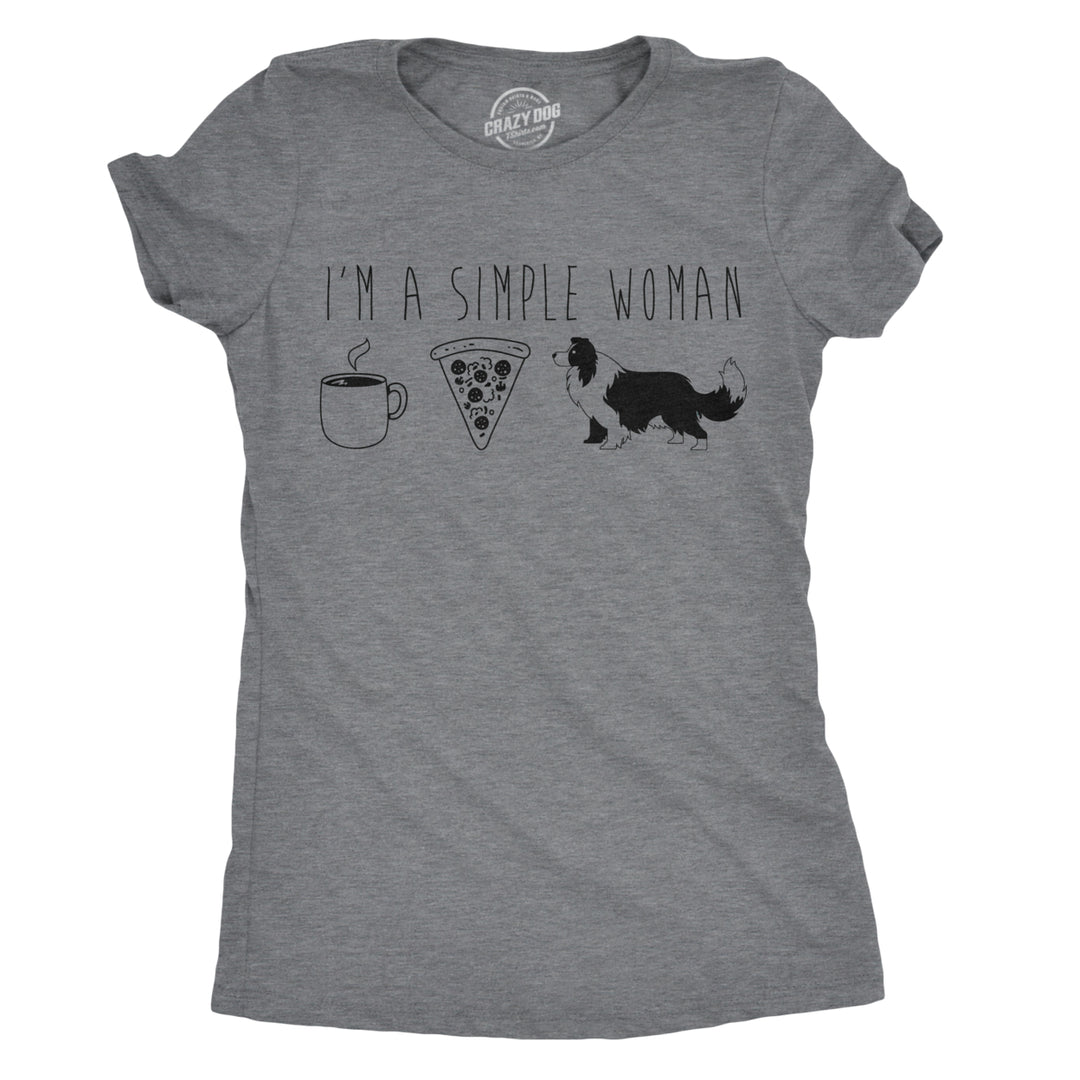 Womens Im A Simple Woman T shirt Coffee Pizza Dog Tee Funny Top for Ladies Image 1