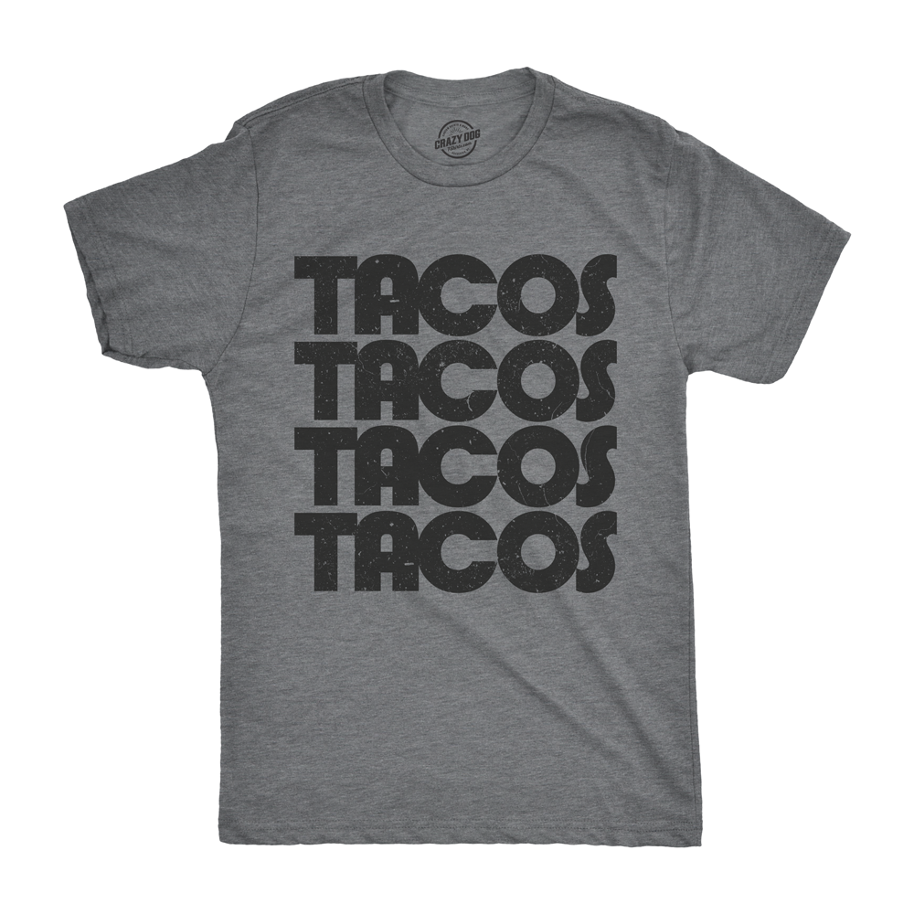 Mens Tacos Tacos Tacos Tshirt Funny Retro Tee For Guys Image 1