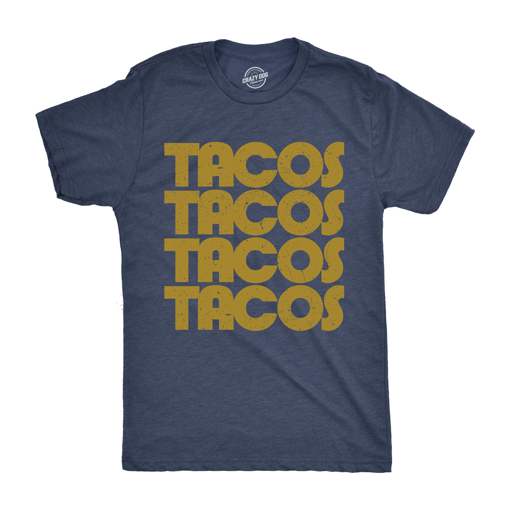 Mens Tacos Tacos Tacos Tshirt Funny Retro Tee For Guys Image 4