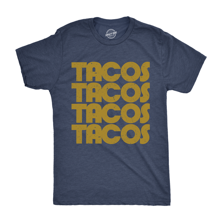 Mens Tacos Tacos Tacos Tshirt Funny Retro Tee For Guys Image 4