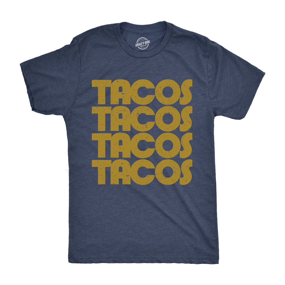 Mens Tacos Tacos Tacos Tshirt Funny Retro Tee For Guys Image 1