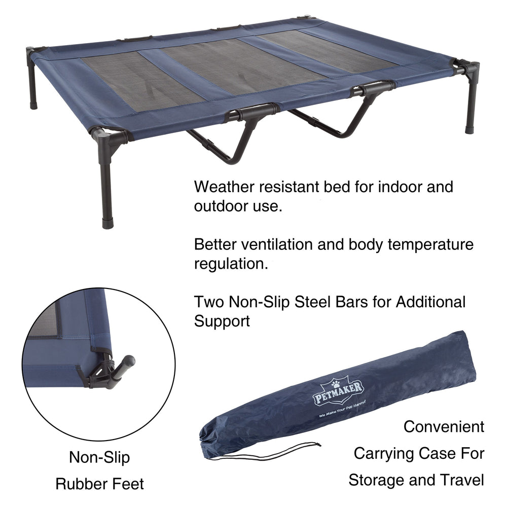 Petmaker Large Elevated Dog Bed Indoor Outdoor 48x35 Water Resistant Portable Image 2