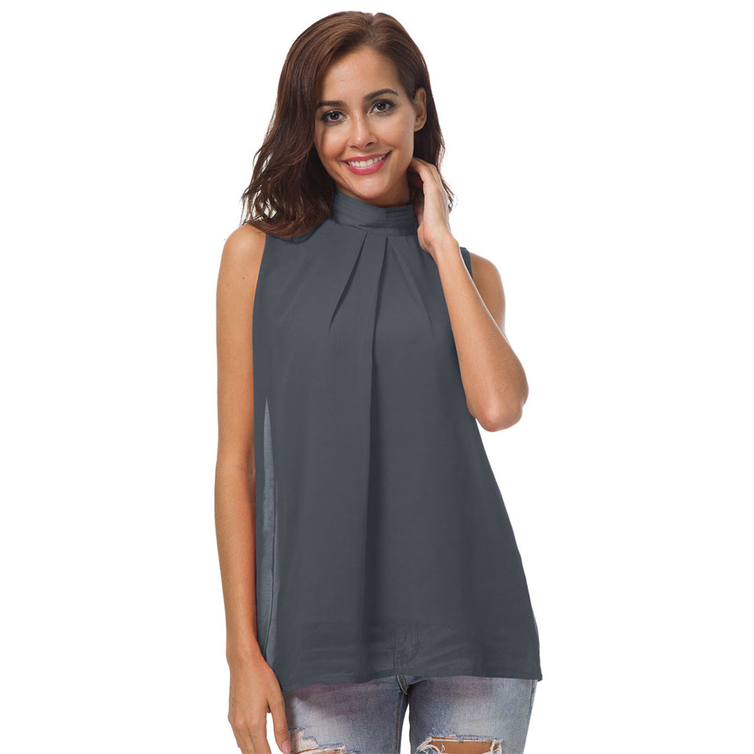 High Neck Sleeveless Blouse Image 4