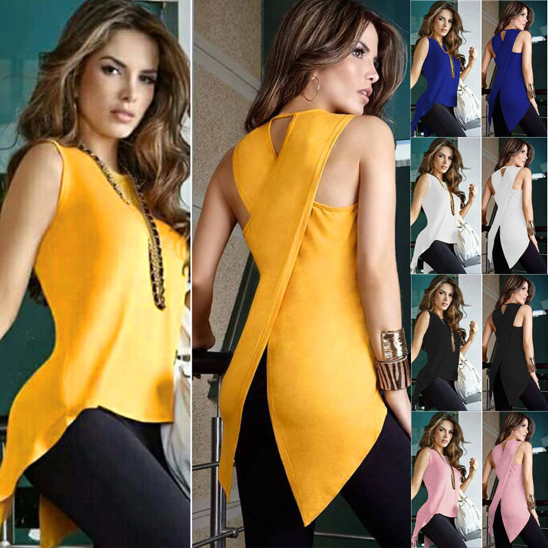 Sleeveless Vest Back Split Tank Top Image 1