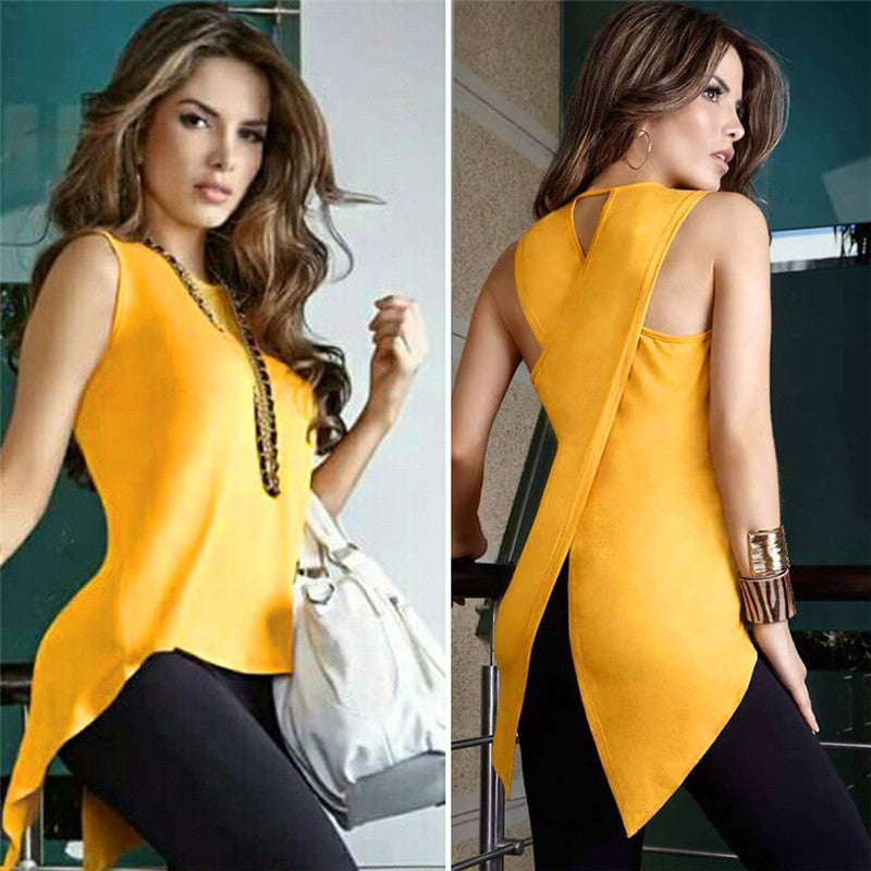 Sleeveless Vest Back Split Tank Top Image 3