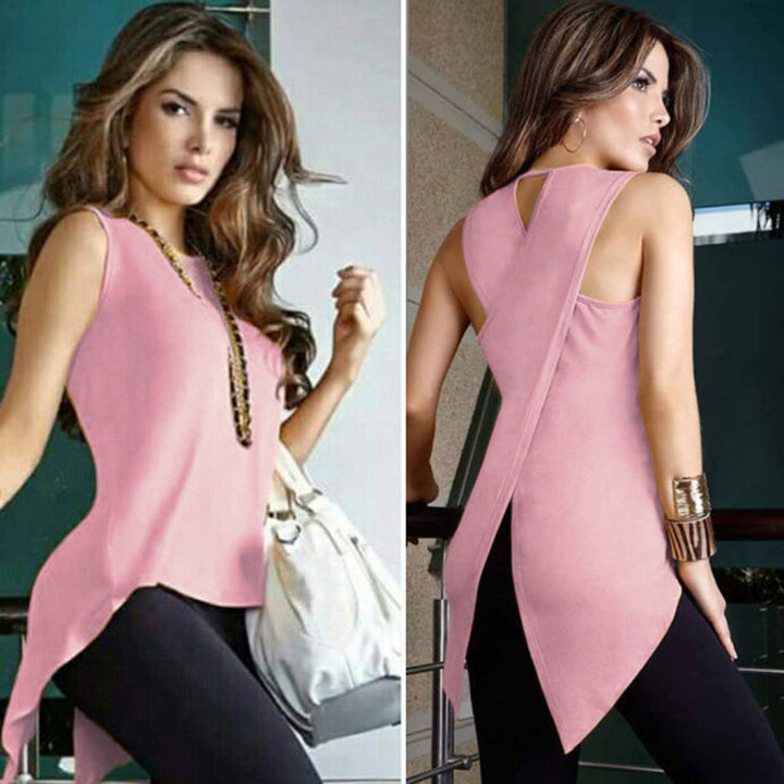 Sleeveless Vest Back Split Tank Top Image 6