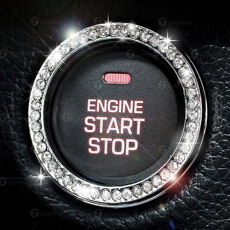 Zone Tech Car Bling Ring Adhesive Crystal Start Engine Ignition Button Key Knobs Image 1