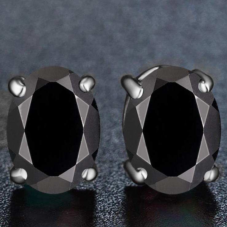 2.00 CTTW Genuine Black Spinal Oval Cut Studs Image 1