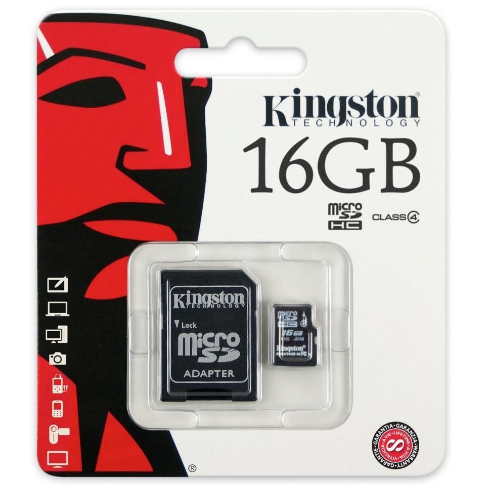 Class 4 Kingston Ultra Micro SD Memory Card 16GB Image 1