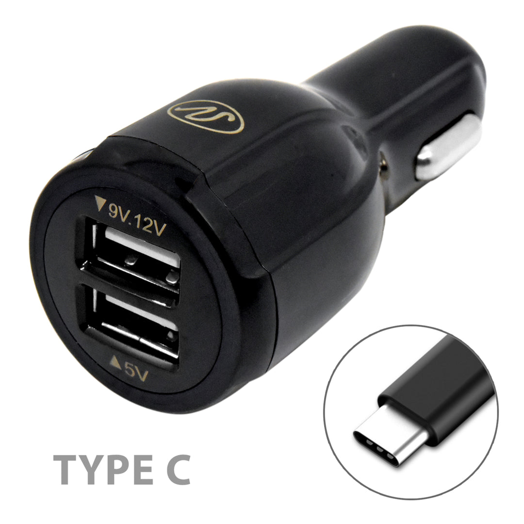 Universal 2 In 1 TYPE C Dual USB Car Charger Adapter With Cable Image 1