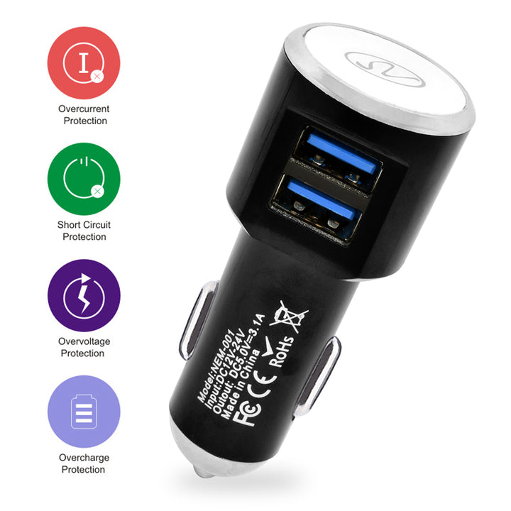 3.1A 2in1 Universal Dual USB Port Travel Car Charger With Micro USB Cable Image 3