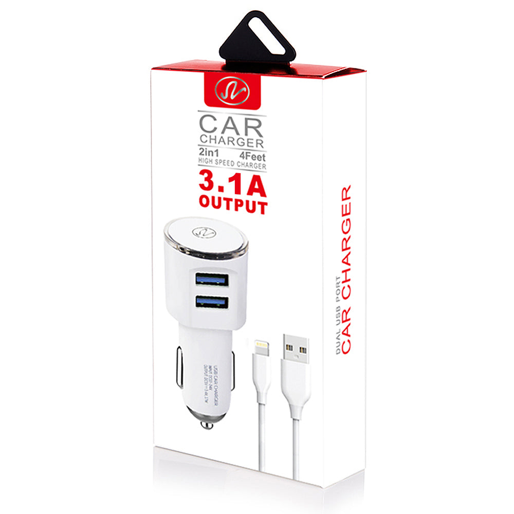 3.1A 2in1 Universal Dual USB Port Travel Car Charger With Micro USB Cable Image 4