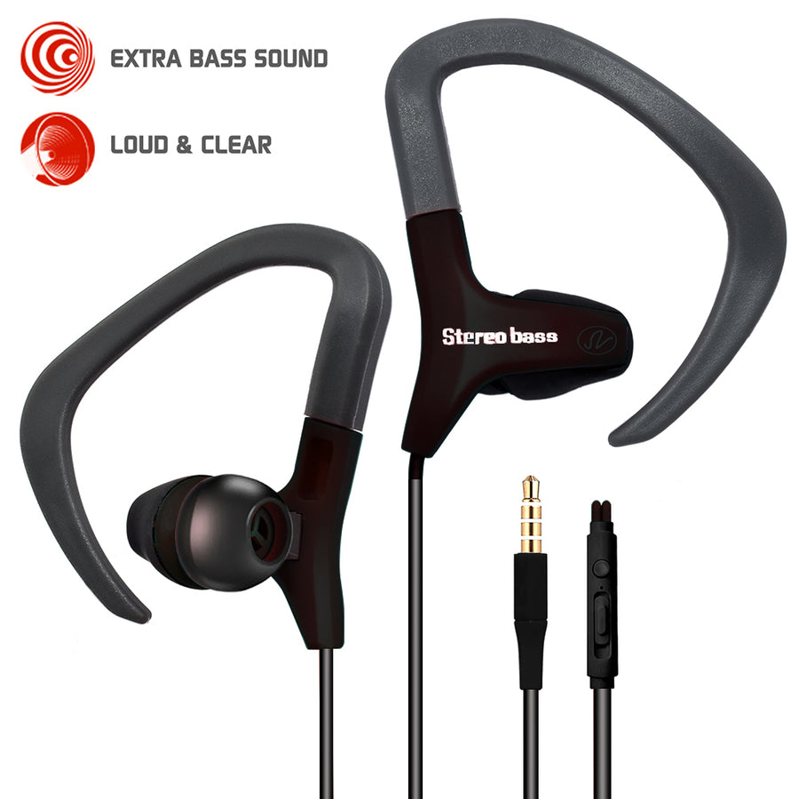 Universal Sweatproof Sport Earphones Earhook With Microphone Multifunction Control Image 1