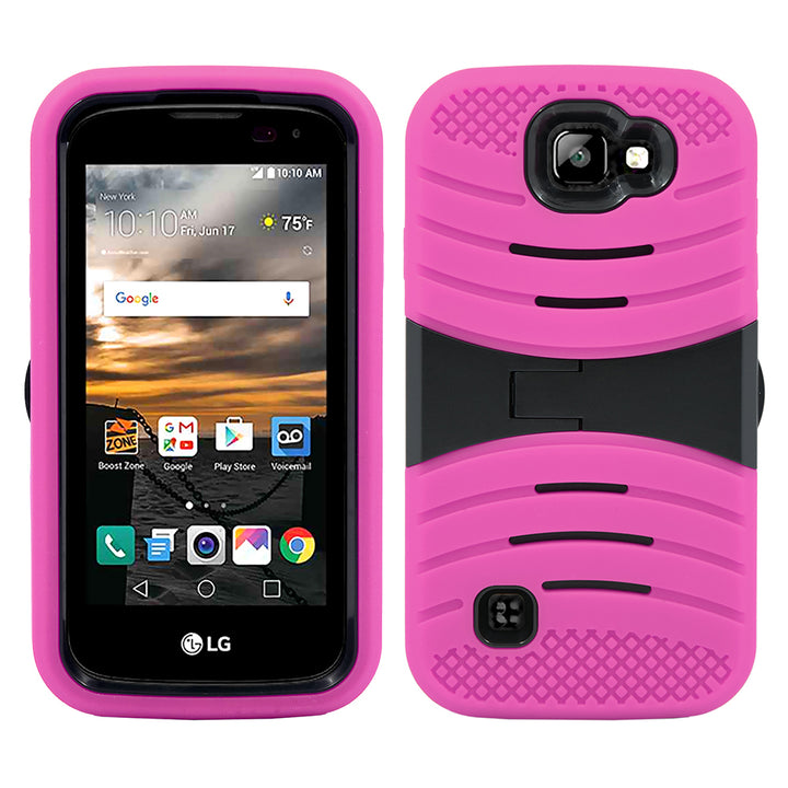 LG K3 / LG LS450 Hybrid Silicone Case Cover Stand Image 1