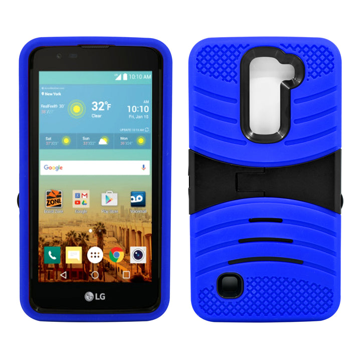 LG K7 / Tribute 5 Hybrid Silicone Case Cover Stand Image 2