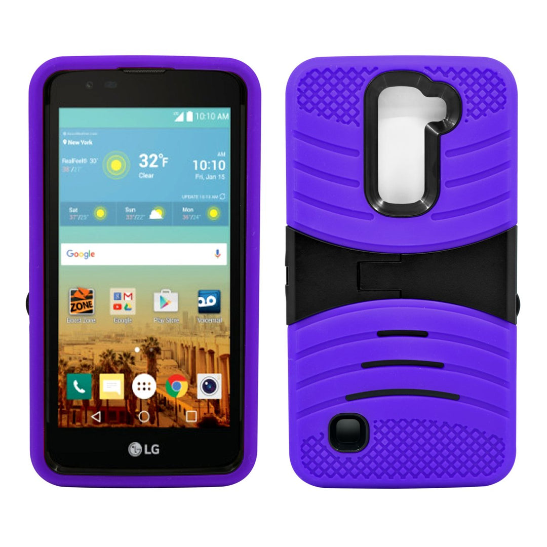 LG K7 Tribute 5 Hybrid Silicone Case Cover with Kickstand Dual Layer Protection Image 1