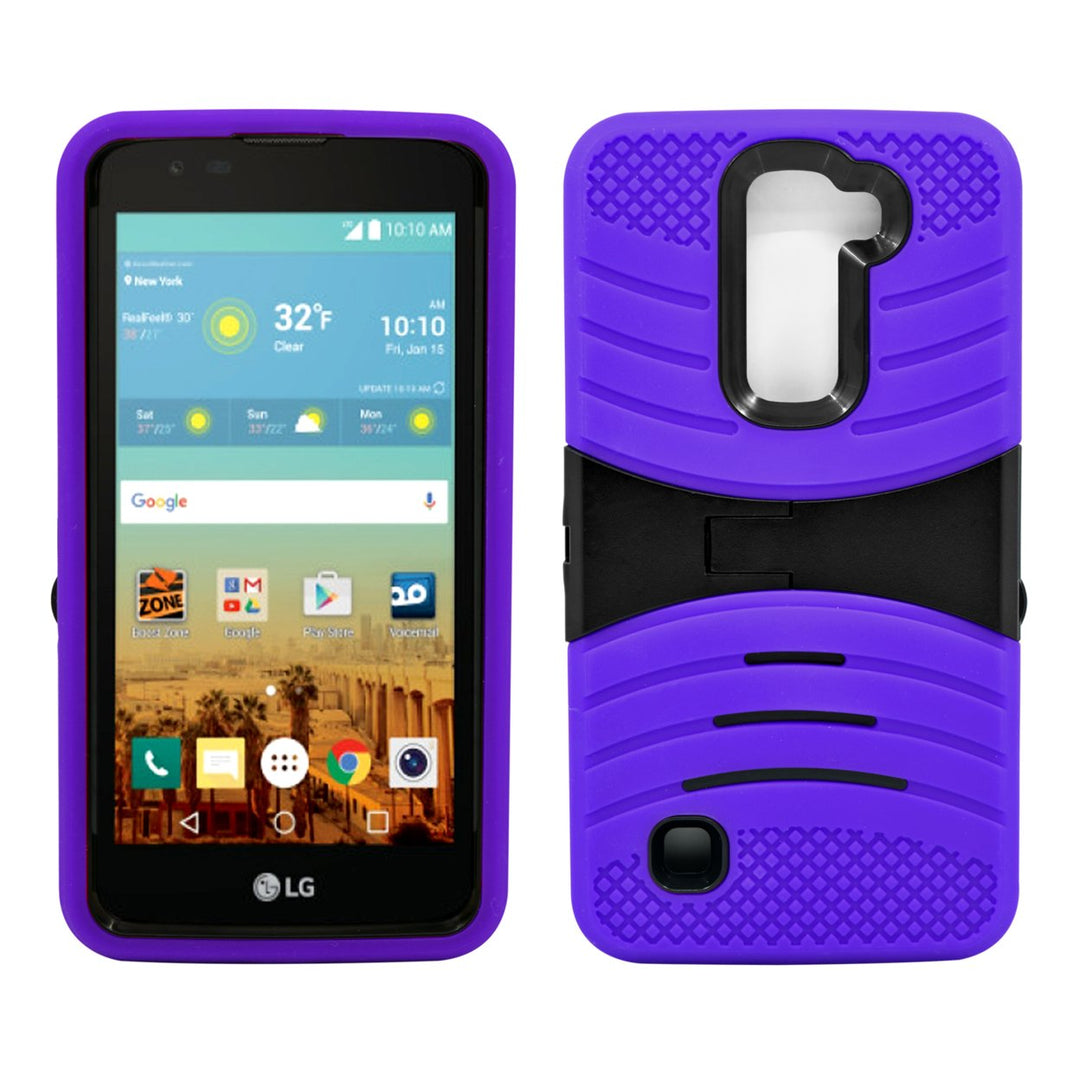 LG K7 / Tribute 5 Hybrid Silicone Case Cover Stand Image 1