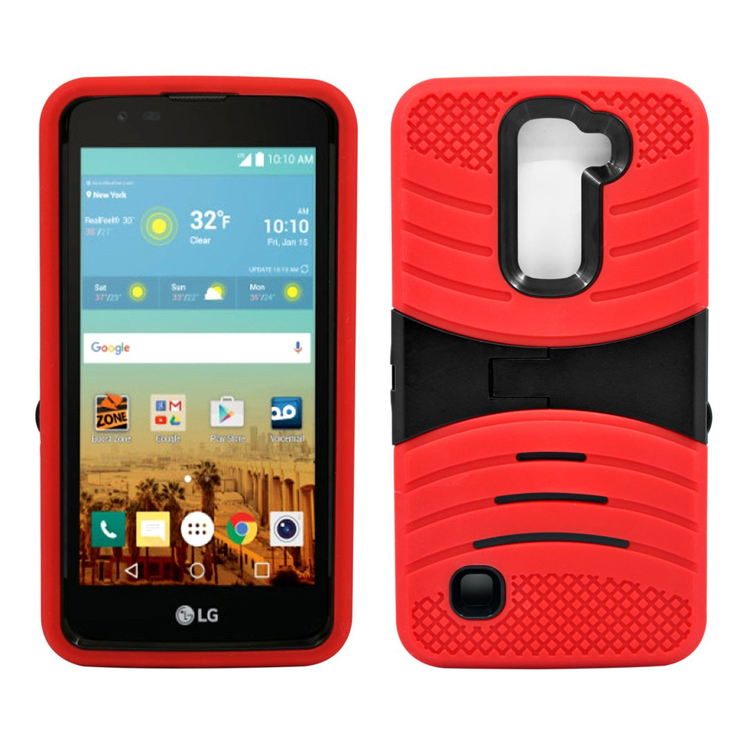 LG K7 Tribute 5 Hybrid Silicone Case Cover with Kickstand Dual Layer Protection Image 1