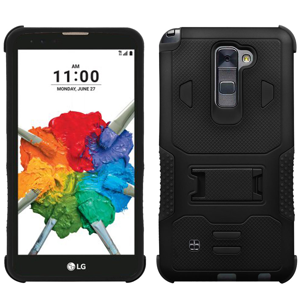 LG G Stylo 2 Plus / MS550 Impact Silicone Case Dual Layer with Stand Image 1